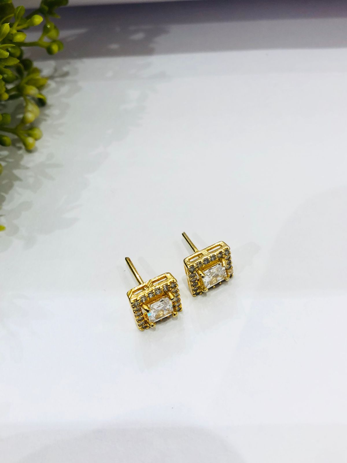 Stone Golden Stud Earrings