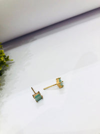 Thumbnail for Small Square Green Stud Earrings