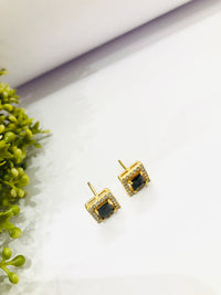 Thumbnail for Black Golden Stud Earrings