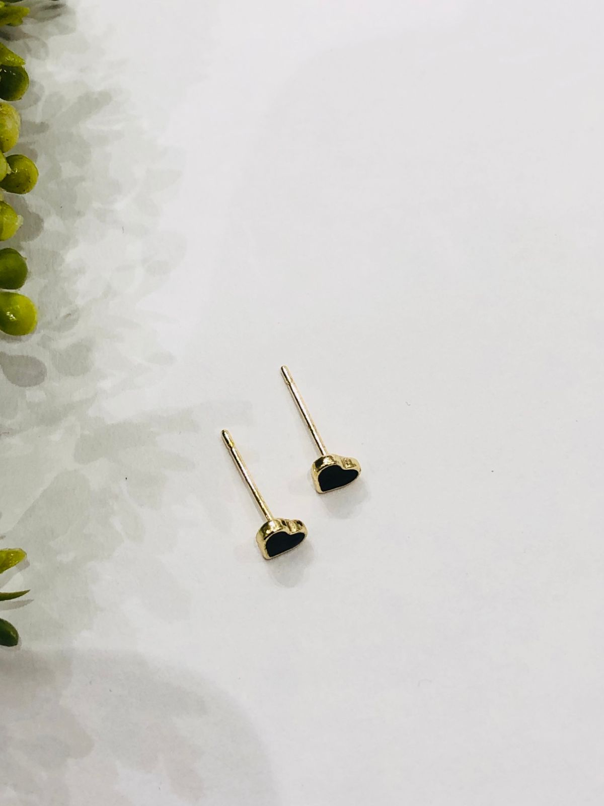 Small Black Heart Stud Earrings