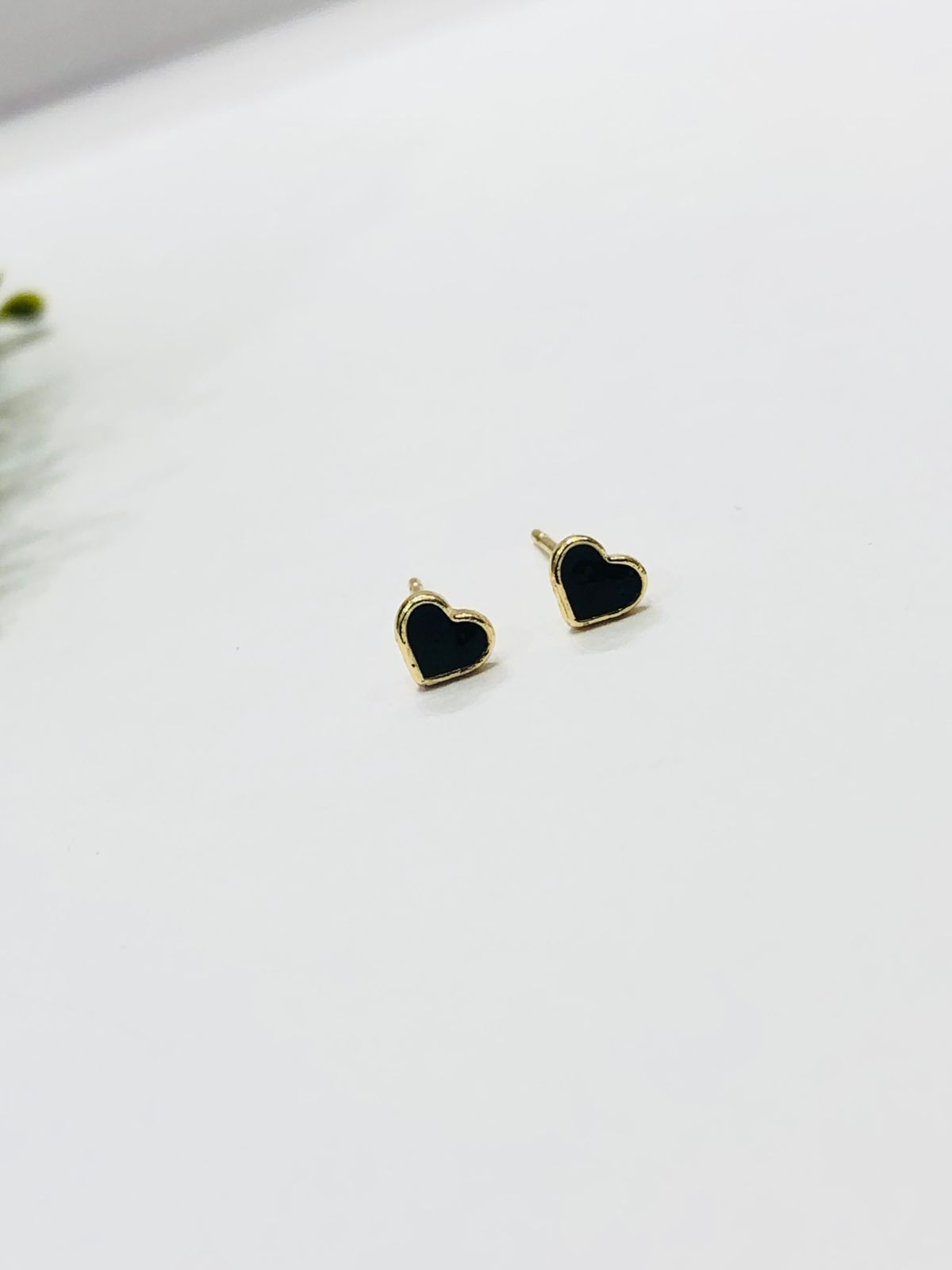 Small Black Heart Stud Earrings