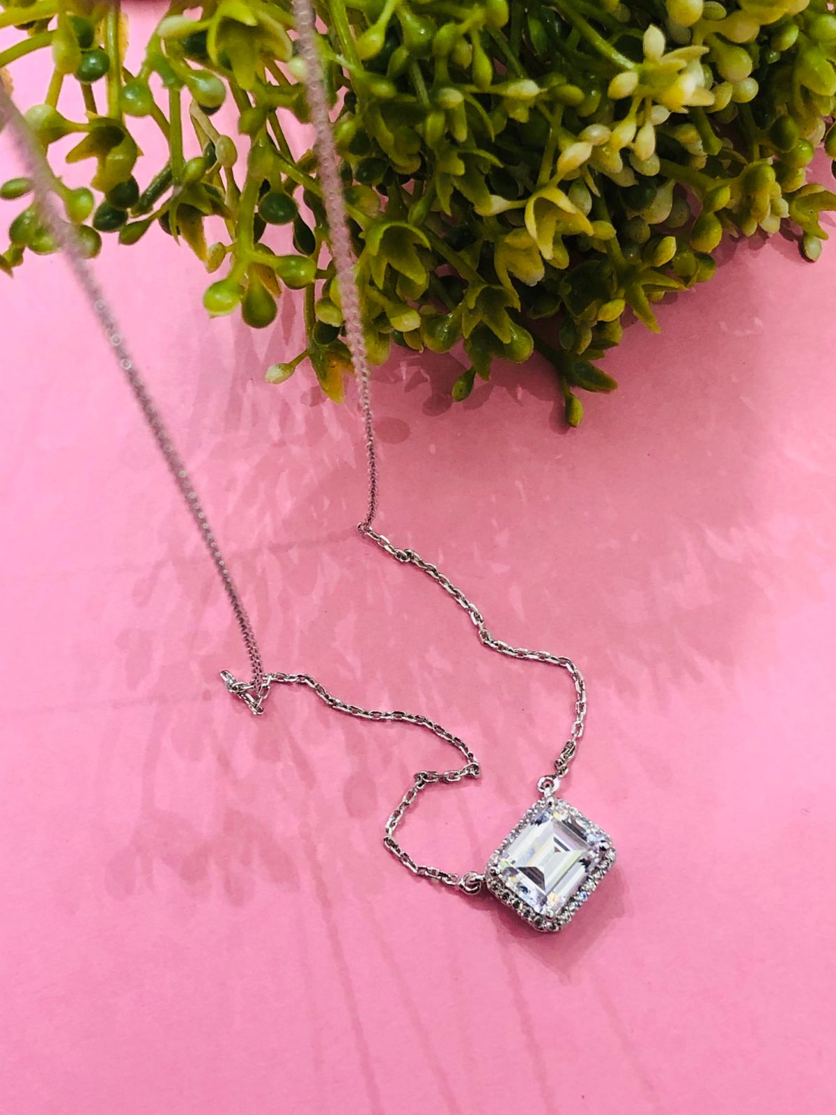 925 Silver Baguette Stone Chain