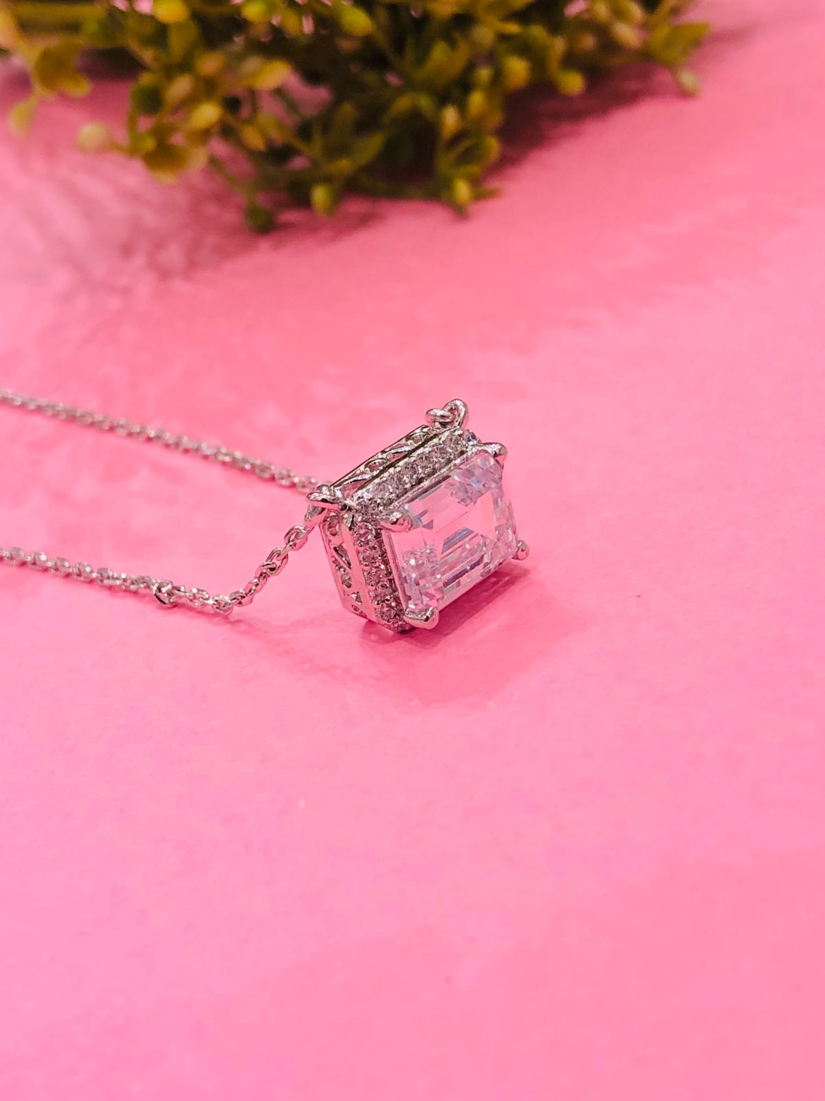 925 Silver Baguette Stone Chain