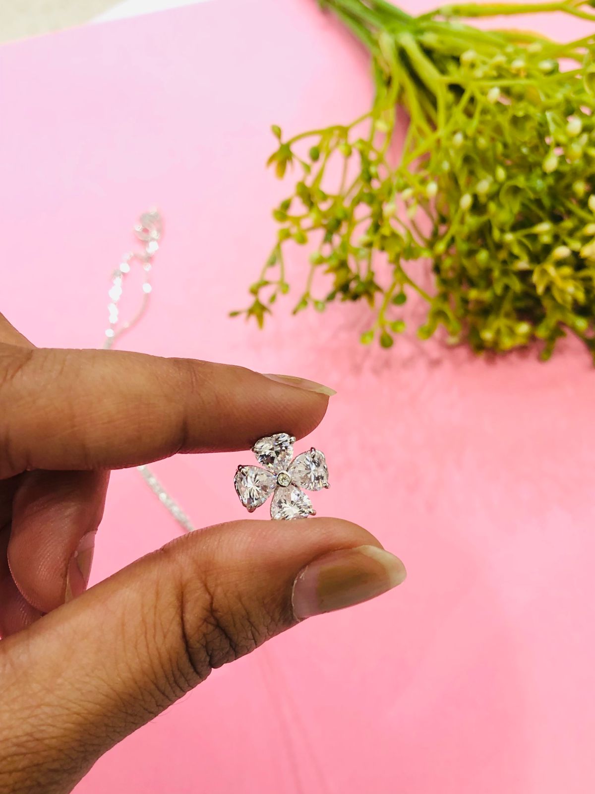 925 Silver Flower Stone Chain