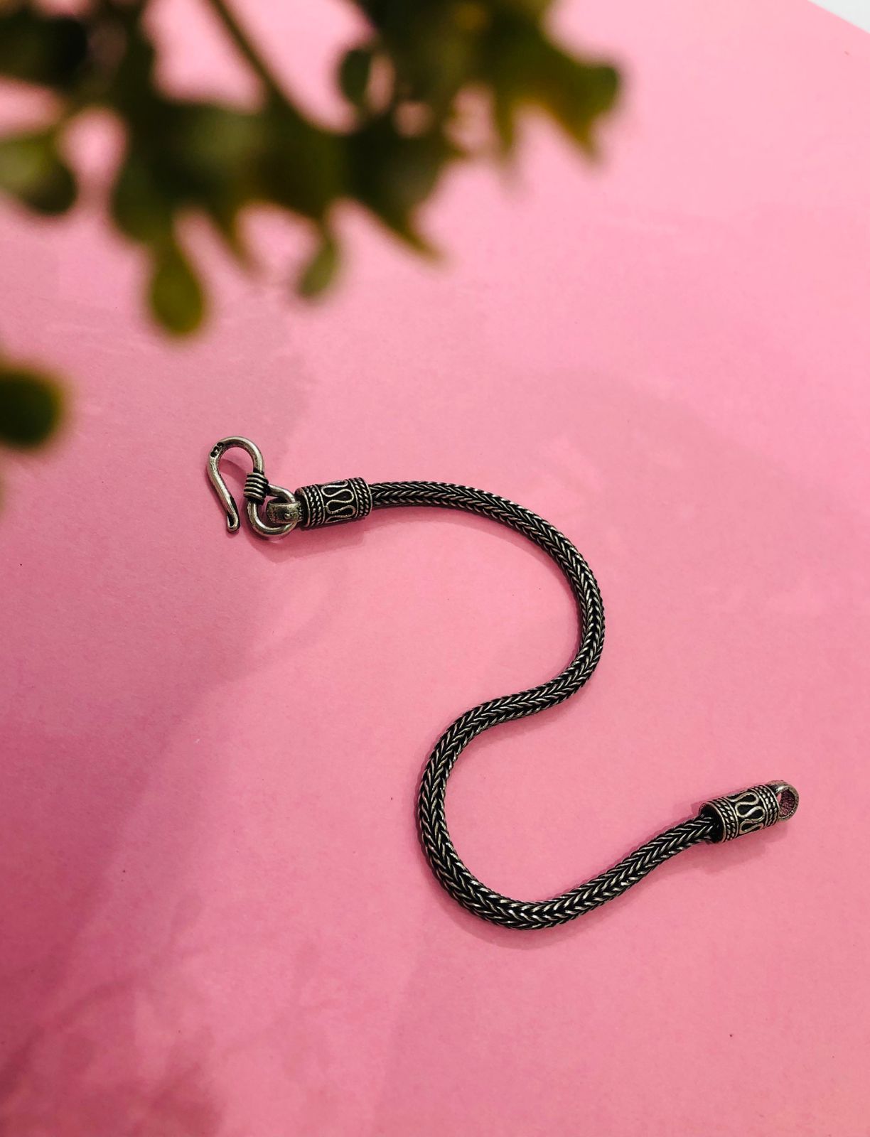 925 Silver Braid Oxidised Bracelet