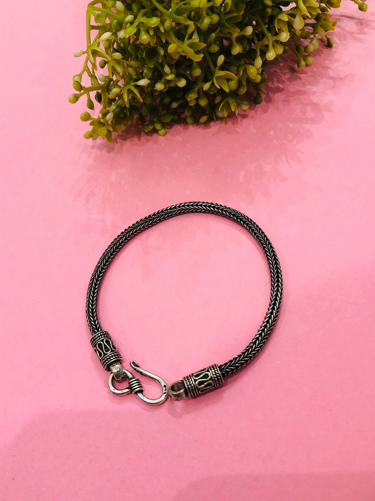925 Silver Braid Oxidised Bracelet