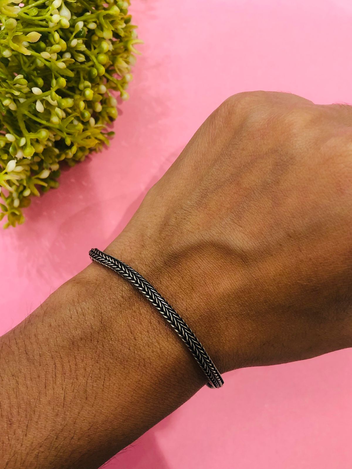 925 Silver Braid Oxidised Bracelet