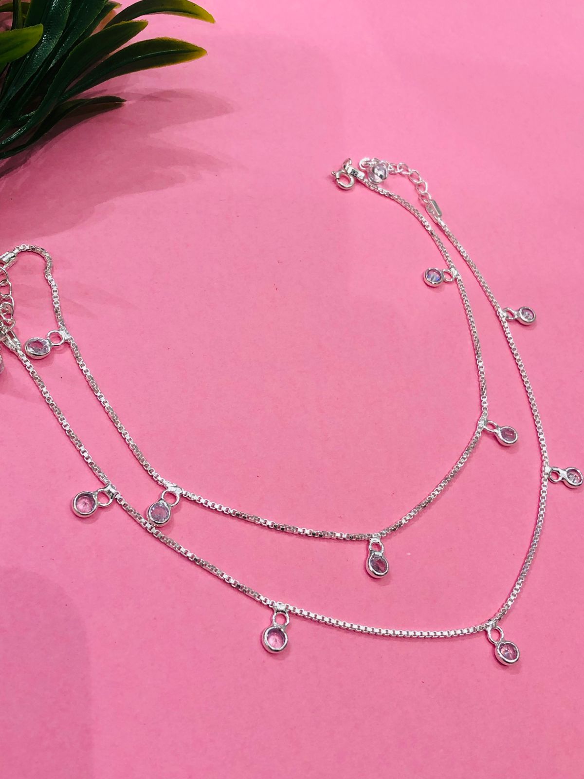 925 Silver Rhinestone Anklet