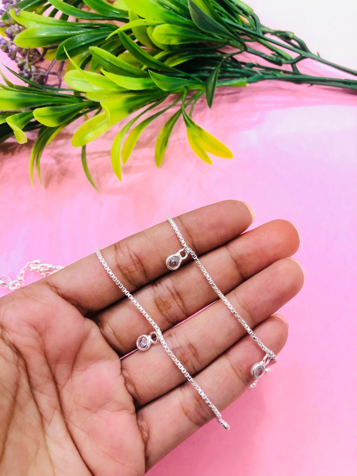 925 Silver Rhinestone Anklet