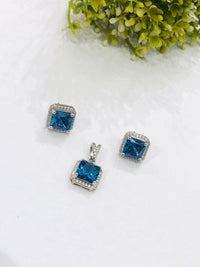 Thumbnail for 925 Silver Blue Pendant Set