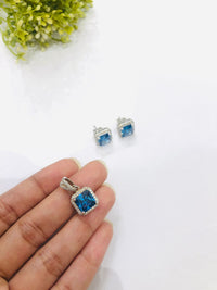 Thumbnail for 925 Silver Blue Pendant Set
