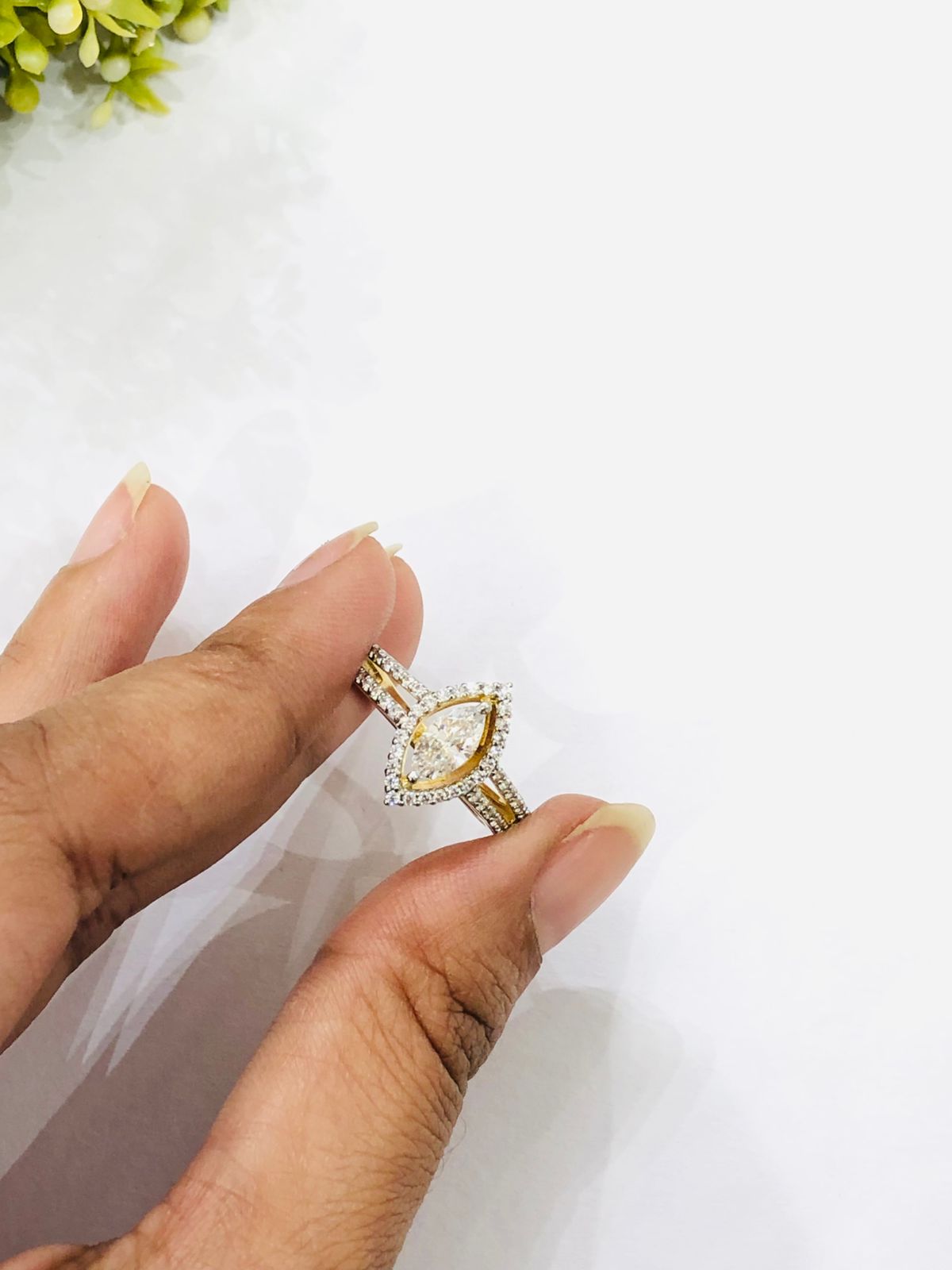 925 Silver Leaf Gold Plated Ring