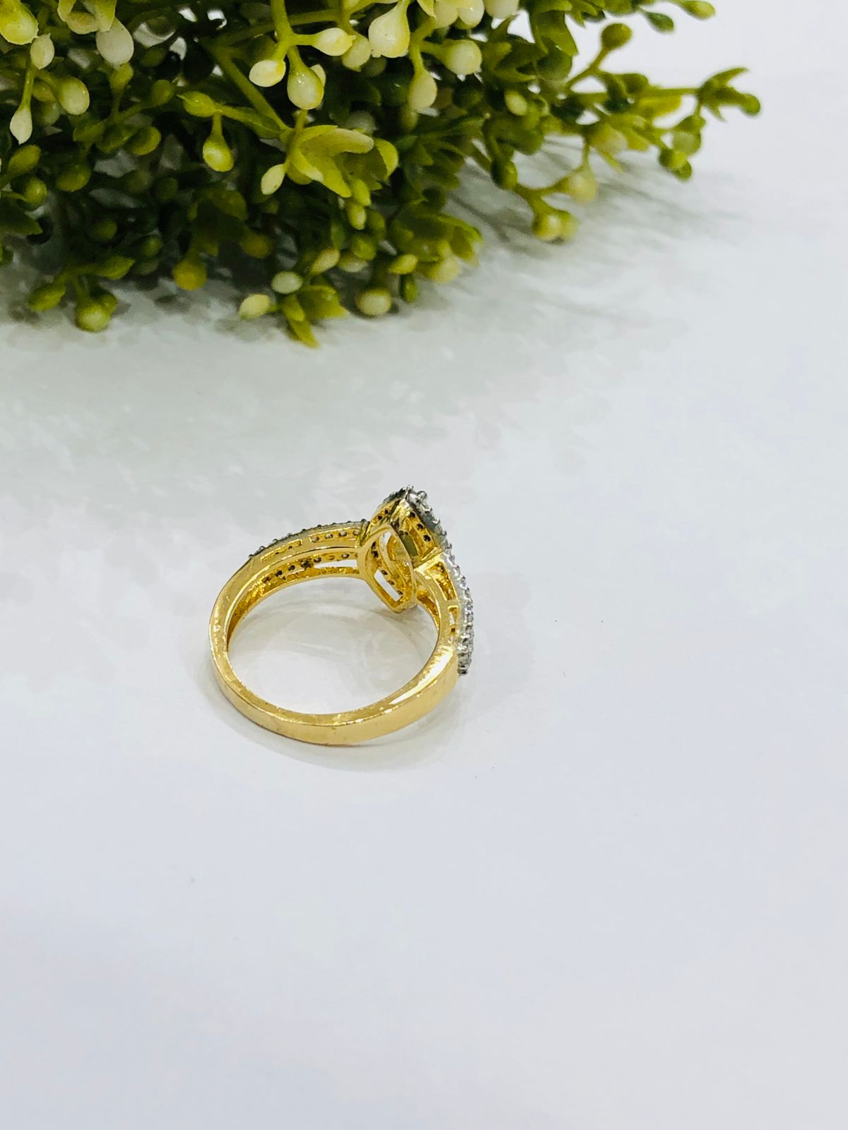 925 Silver Leaf Gold Plated Ring