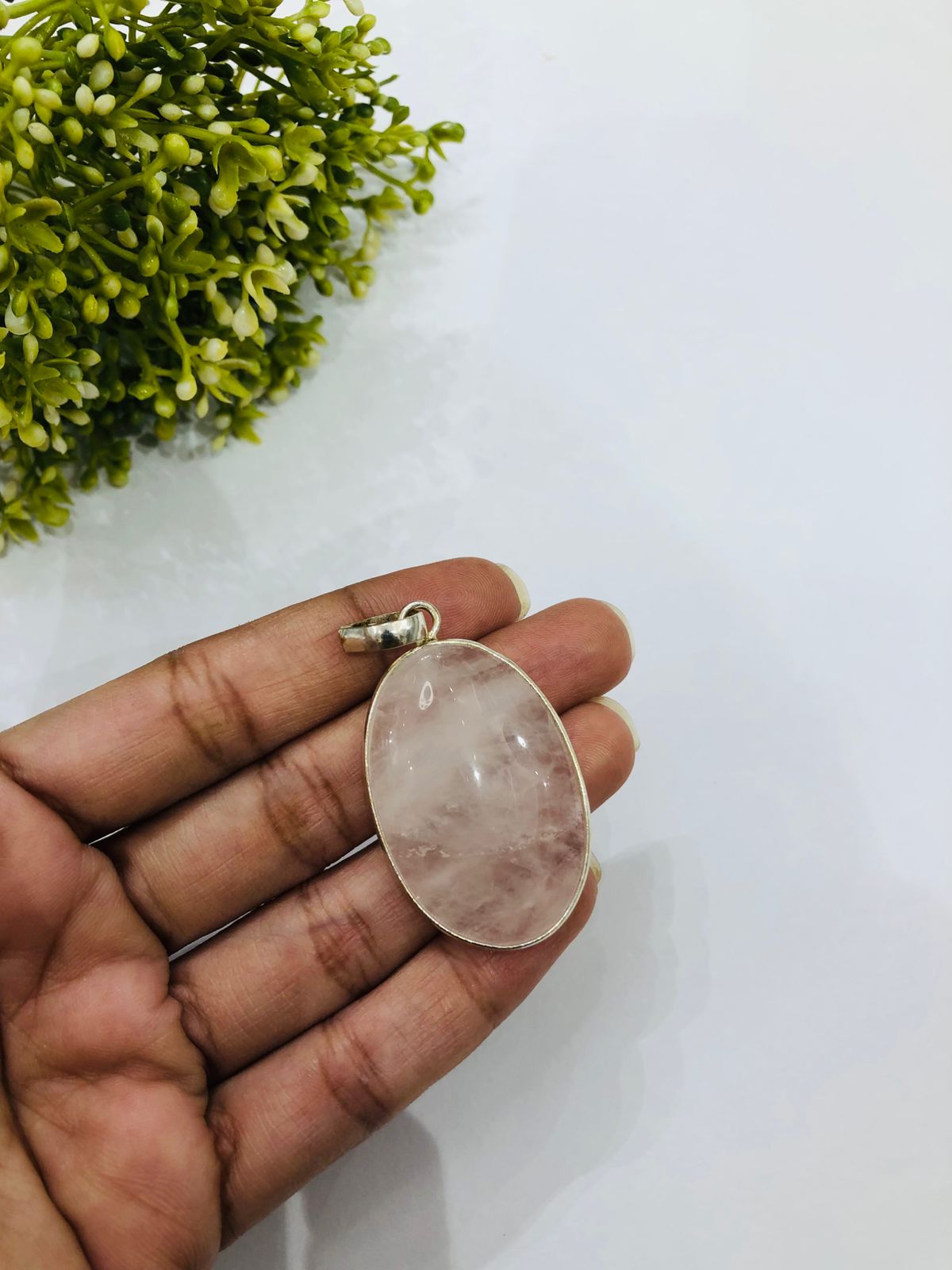 925 Silver Rose Quartz Pendant