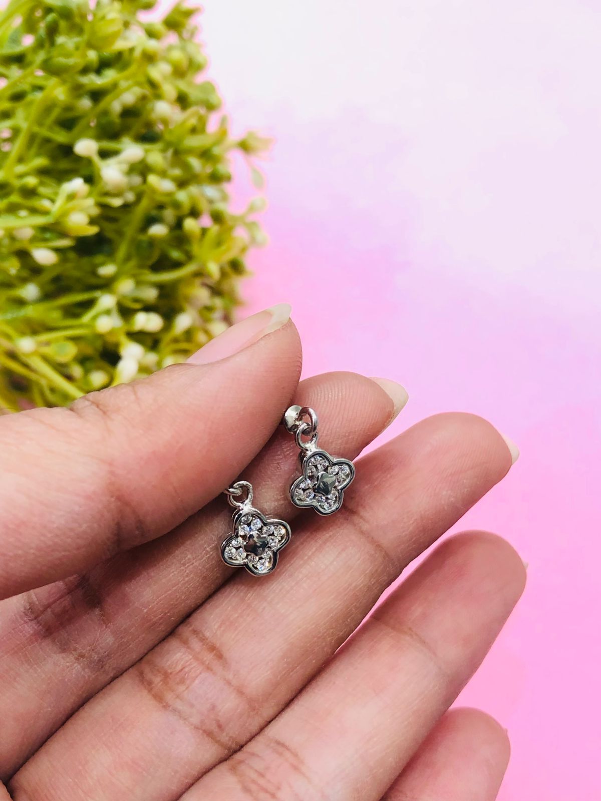 925 Silver Stone Flower Earrings