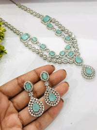 Thumbnail for Mint Drop Diamond Necklace Set