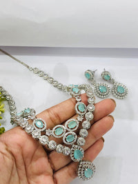 Thumbnail for Mint Drop Diamond Necklace Set