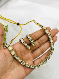 Thumbnail for Rectangular Kundan Necklace Set