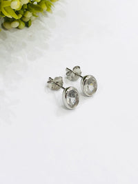Thumbnail for 925 Silver Oval Stud Earrings