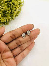 Thumbnail for 925 Silver Oval Stud Earrings
