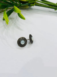 Thumbnail for 925 Silver Oxidised Moon Earrings