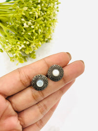 Thumbnail for 925 Silver Oxidised Moon Earrings