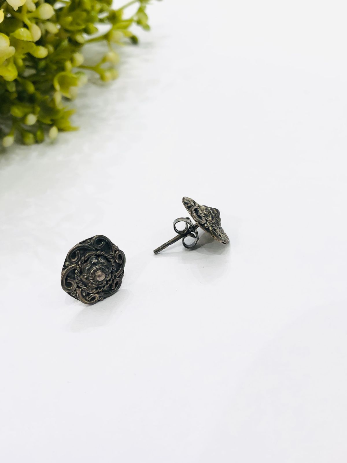 925 Silver Flower Ball Earrings