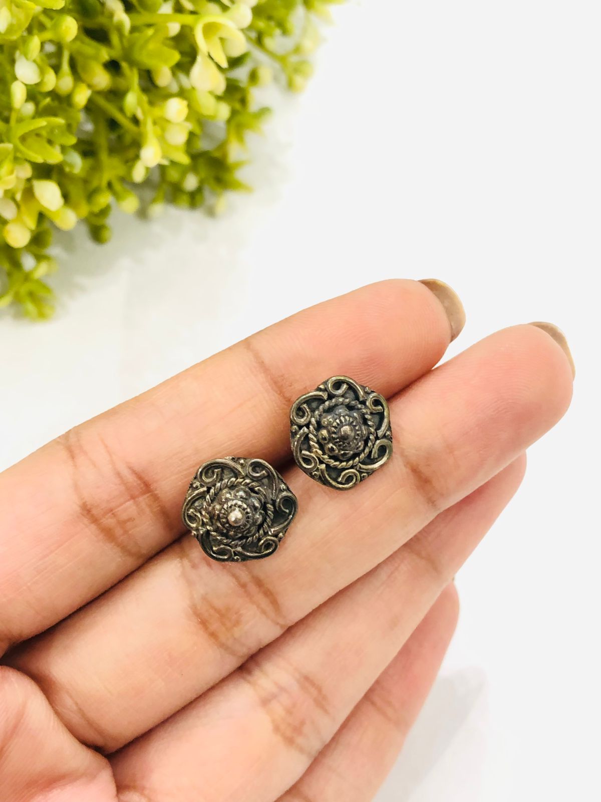 925 Silver Flower Ball Earrings