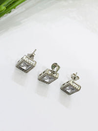 Thumbnail for 925 Silver Rectangle Pendant Set