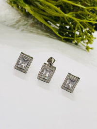 Thumbnail for 925 Silver Rectangle Pendant Set
