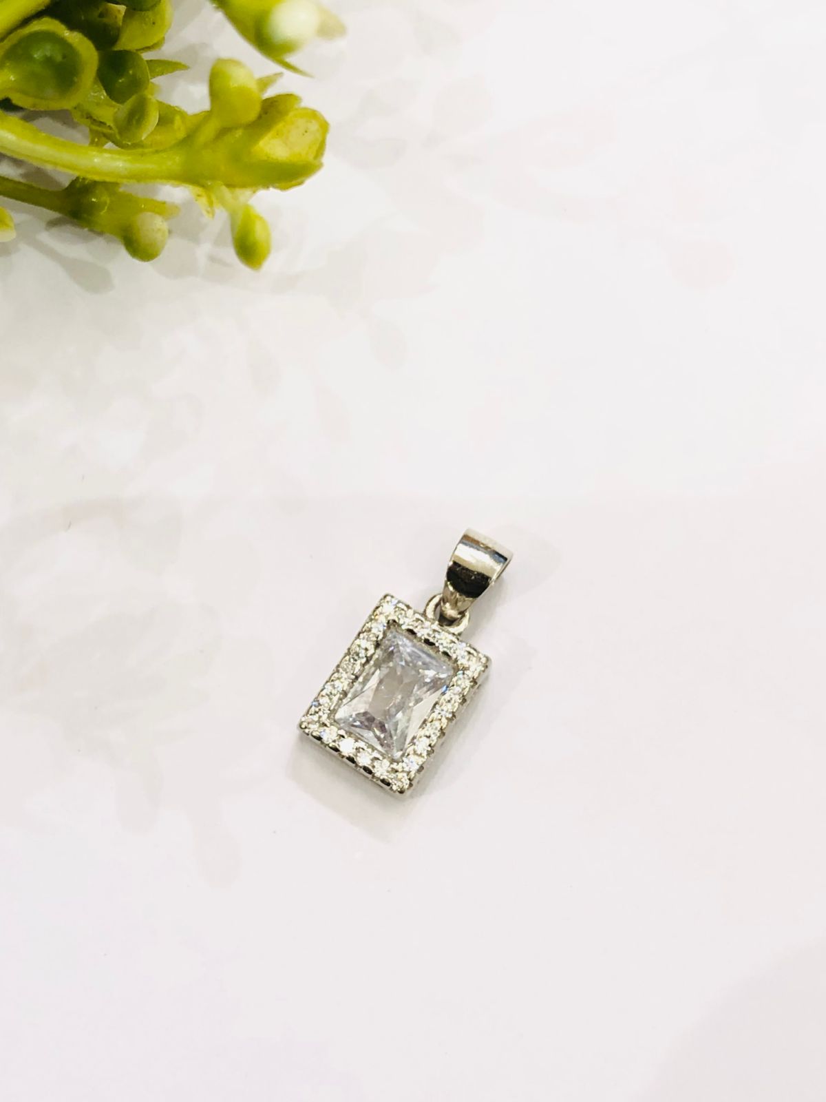 925 Silver Rectangle Pendant Set