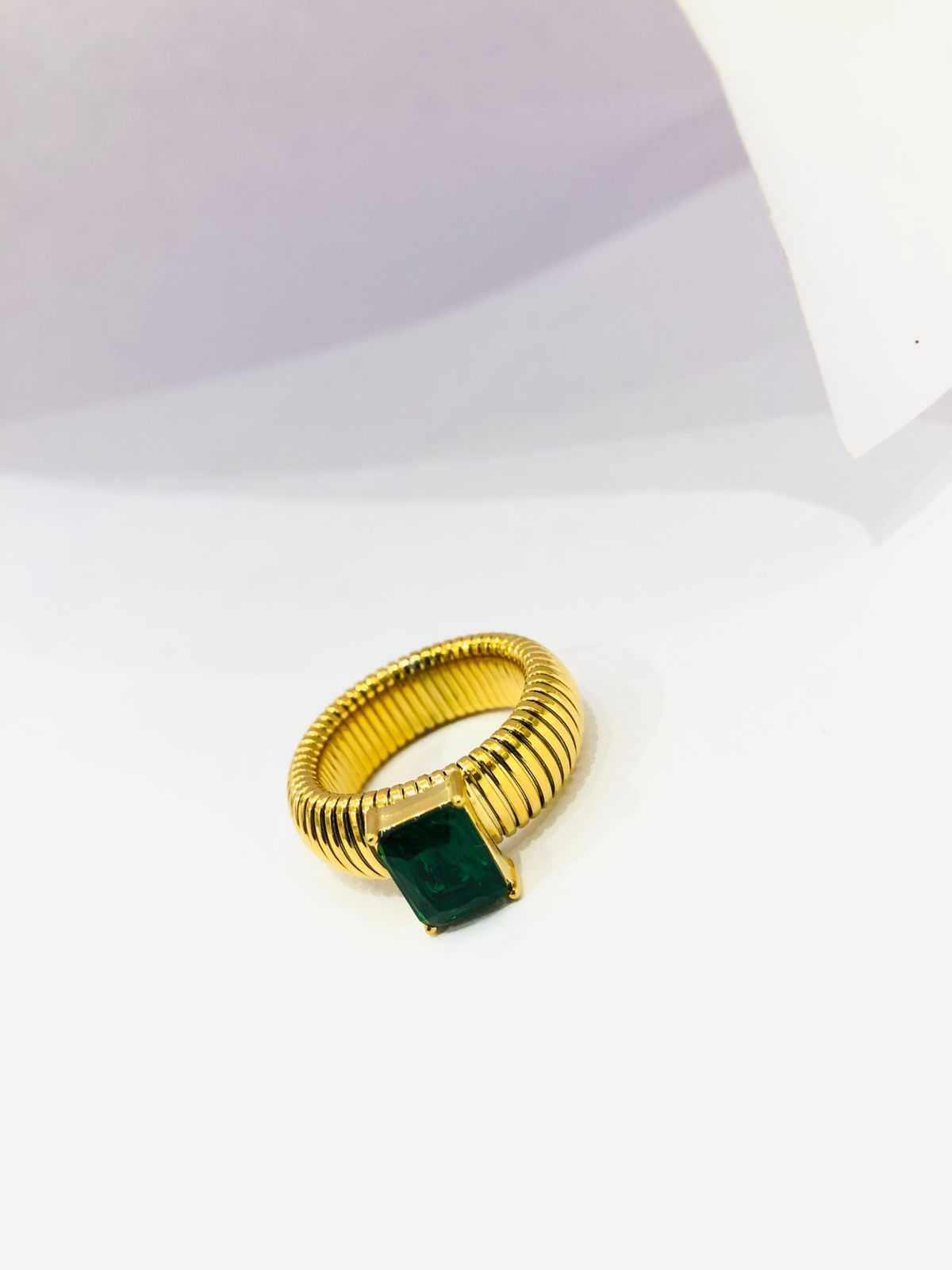 Green Stone Golden Ring