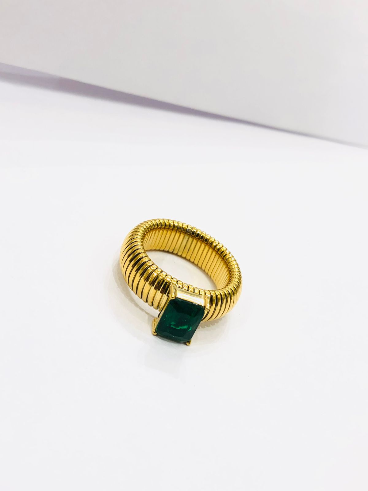 Green Stone Golden Ring