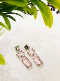 Thumbnail for Double Pink Crystal Earrings