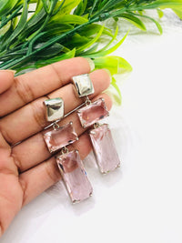 Thumbnail for Double Pink Crystal Earrings