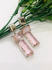 Thumbnail for Double Pink Crystal Earrings