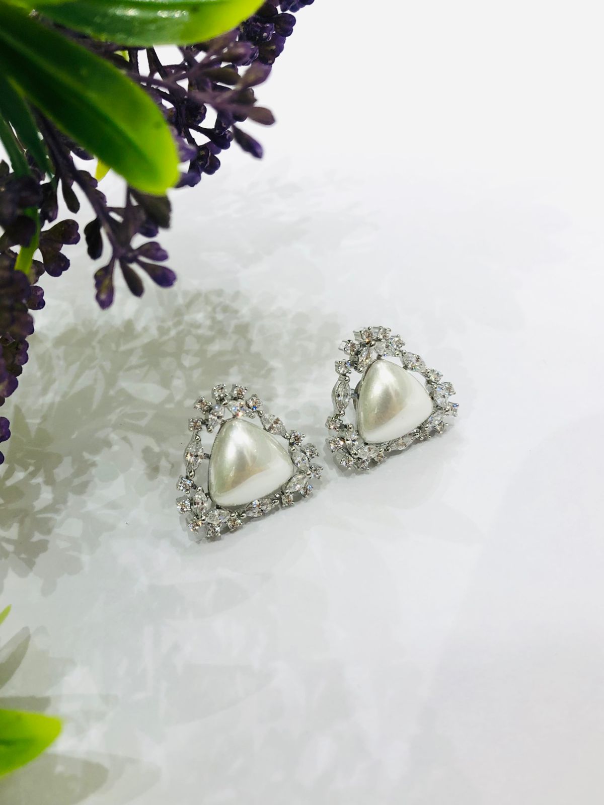 Triangle Pearl Earrings