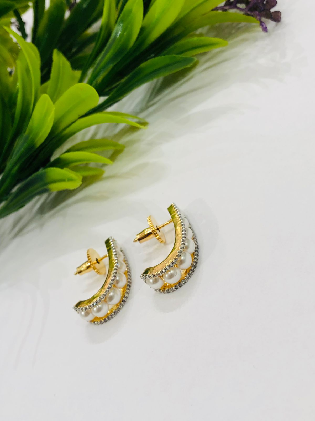 Golden Hoop Pearl Earrings