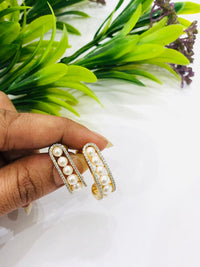 Thumbnail for Golden Hoop Pearl Earrings