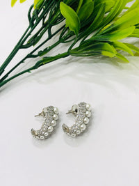 Thumbnail for Pearl Hoop Diamond Earrings