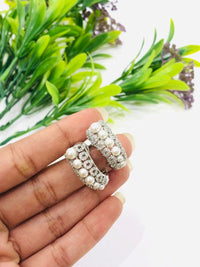 Thumbnail for Pearl Hoop Diamond Earrings
