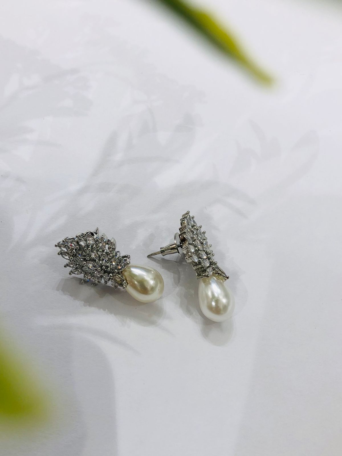 Pearl Drop Diamond Earrings