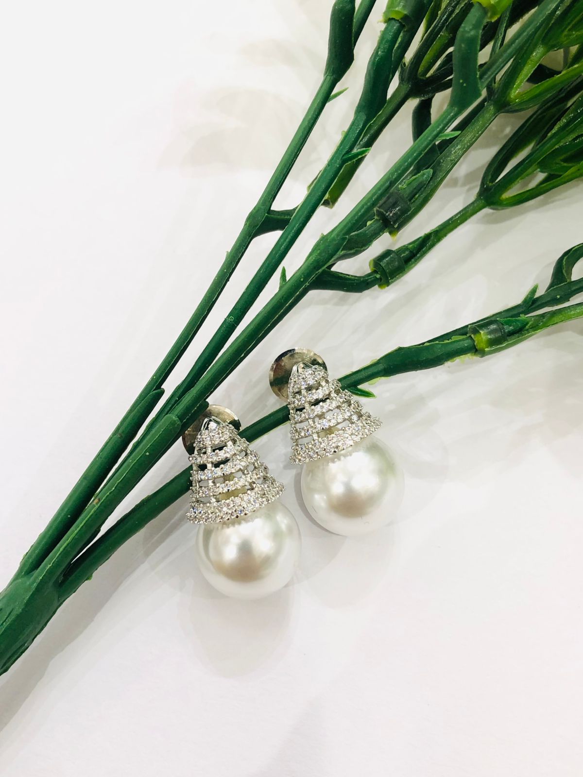 Round Pearl Drop Earrings