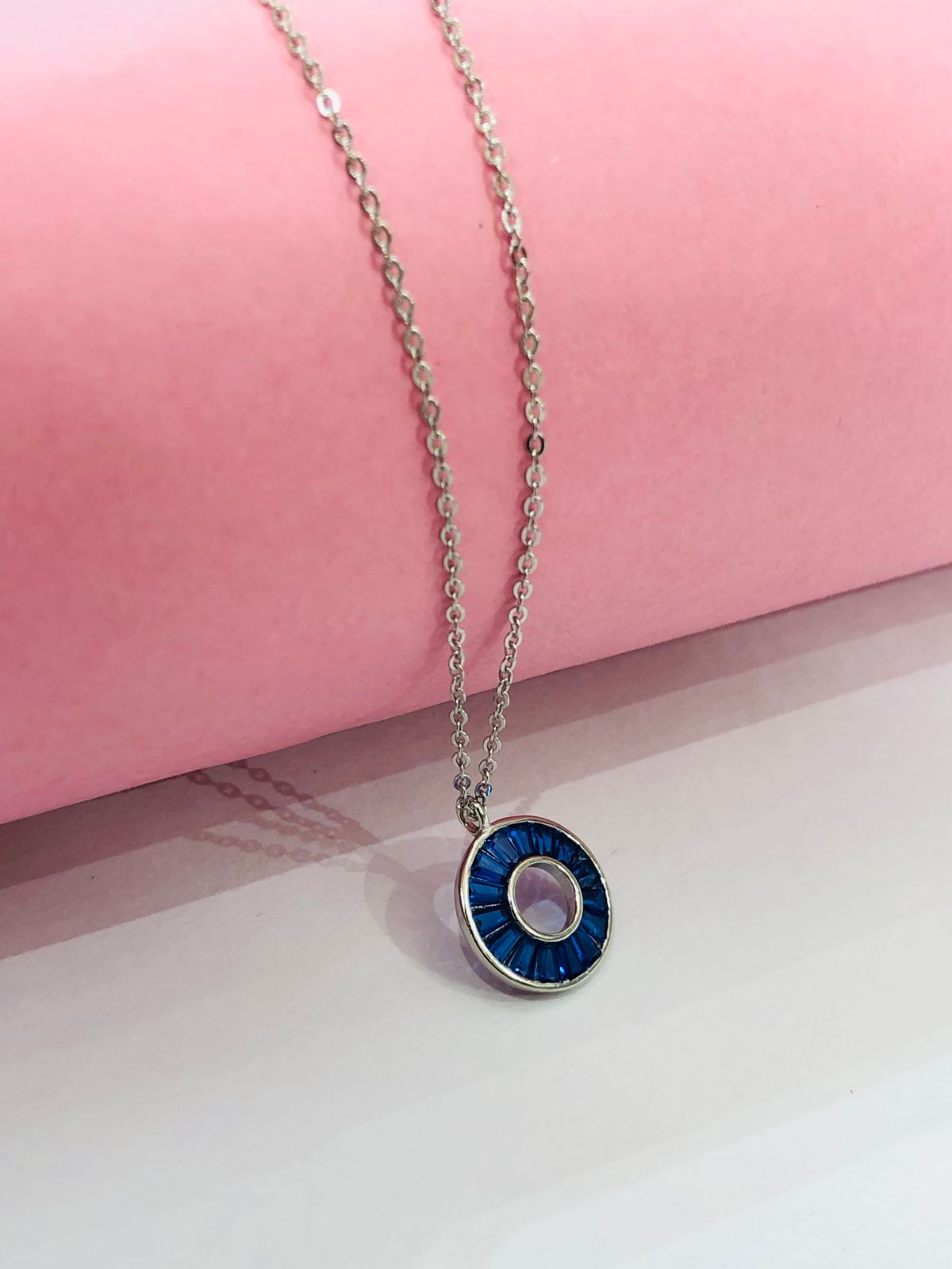 925 Silver Round Blue Chain