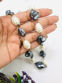 Thumbnail for Grey White Pearl Necklace