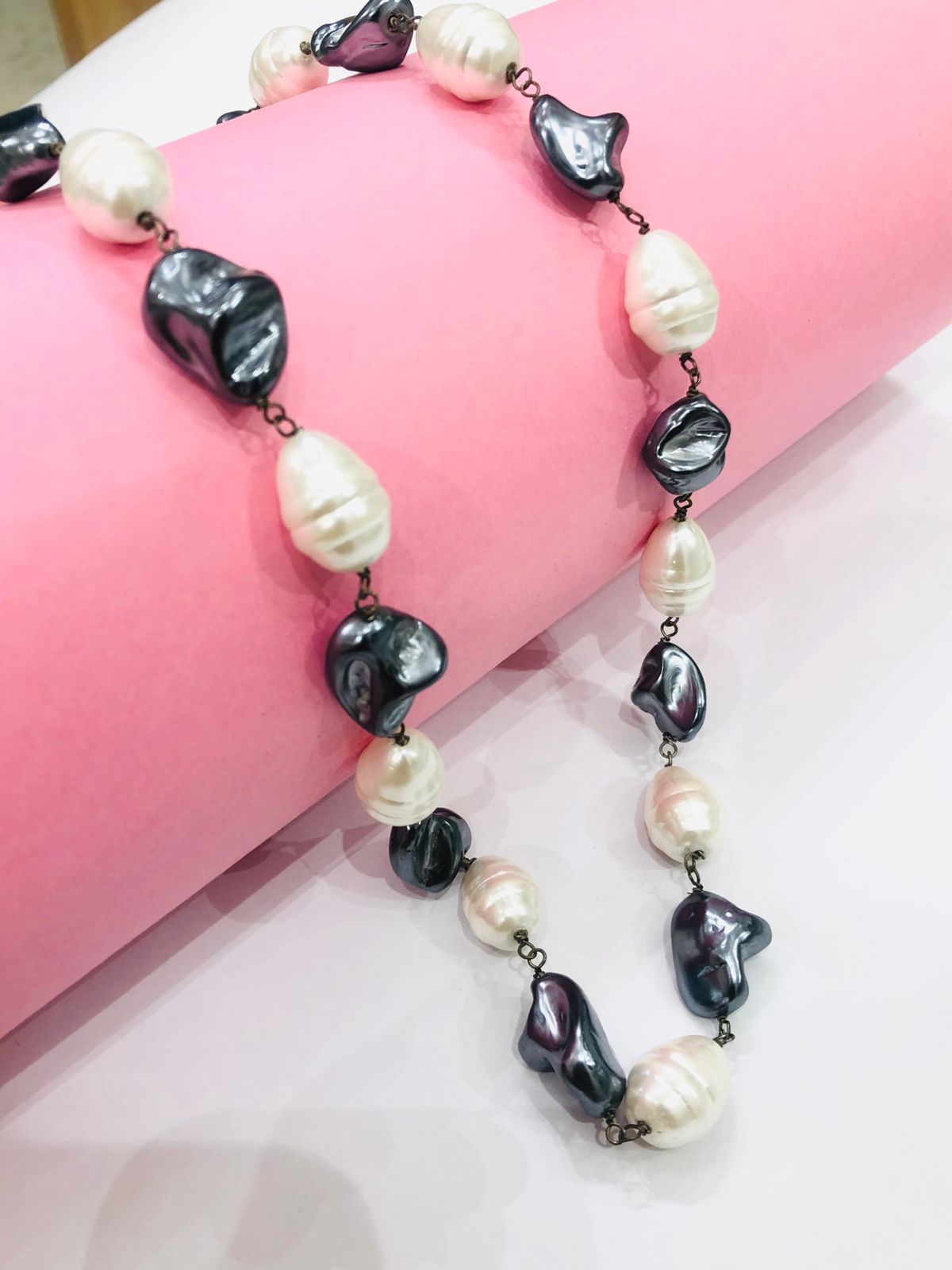 Grey White Pearl Necklace