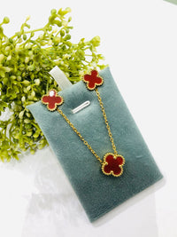 Thumbnail for Maroon Flower Pendant Set