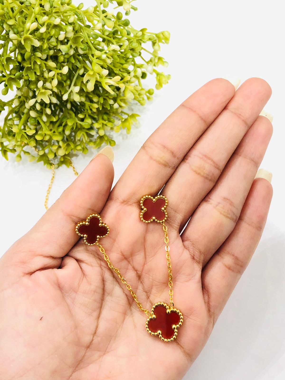 Maroon Flower Pendant Set