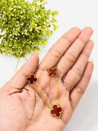 Thumbnail for Maroon Flower Pendant Set
