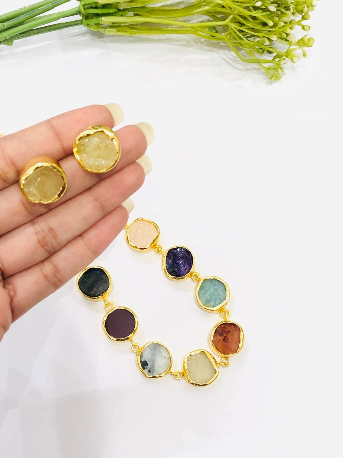 Multi Stone Necklace Set